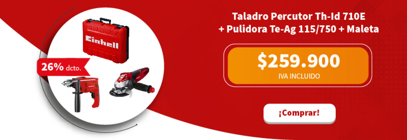 Taladro Percutor Th-Id 710E + Pulidora Te-Ag 115/750 Mas Maleta